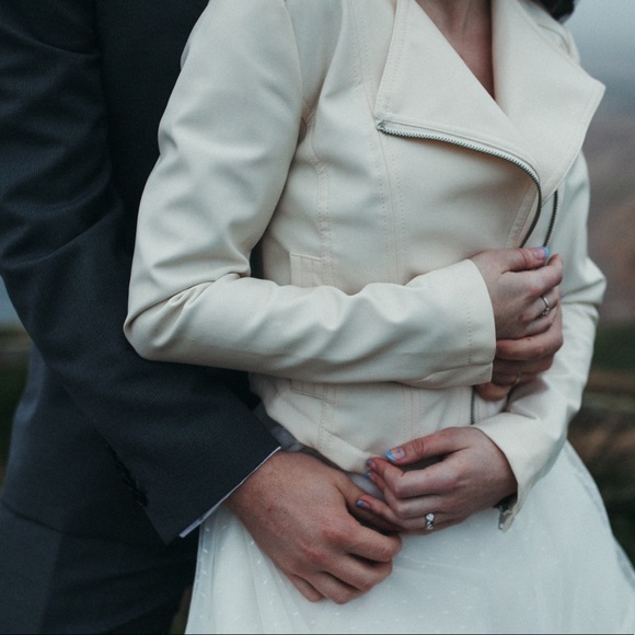 Cropped Ivory Leather Jacket - Perfect for a Wedding Ensemble! - Picture 4 of 9